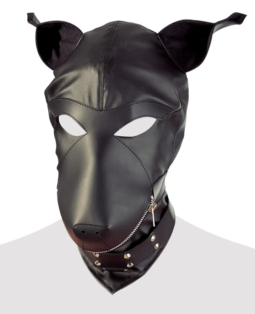 Hondenkopmasker met rits en halsband