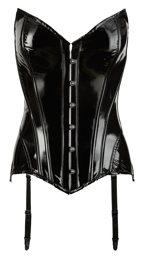 Zwarte lak corsage met vetersluiting
