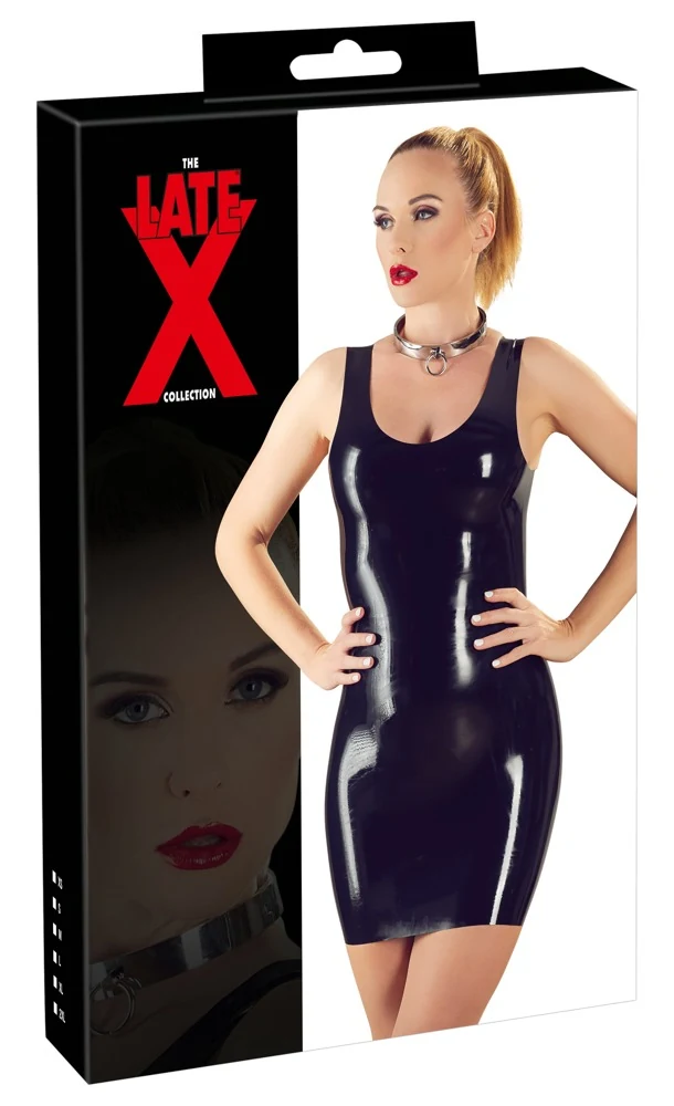Zwarte latex mini jurk