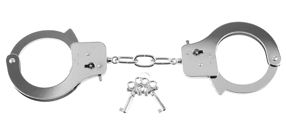 Metalen handboeien met veiligheidsstang