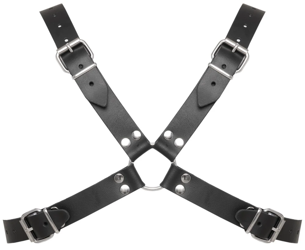 Zwart leren borsttuig met X-design