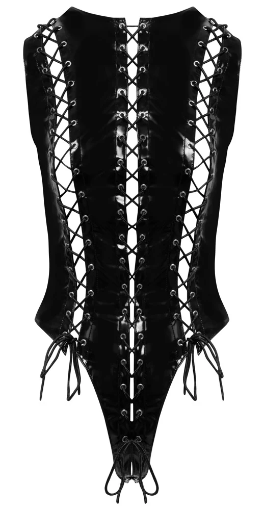 Black Level lak bodysuit met vetersluiting