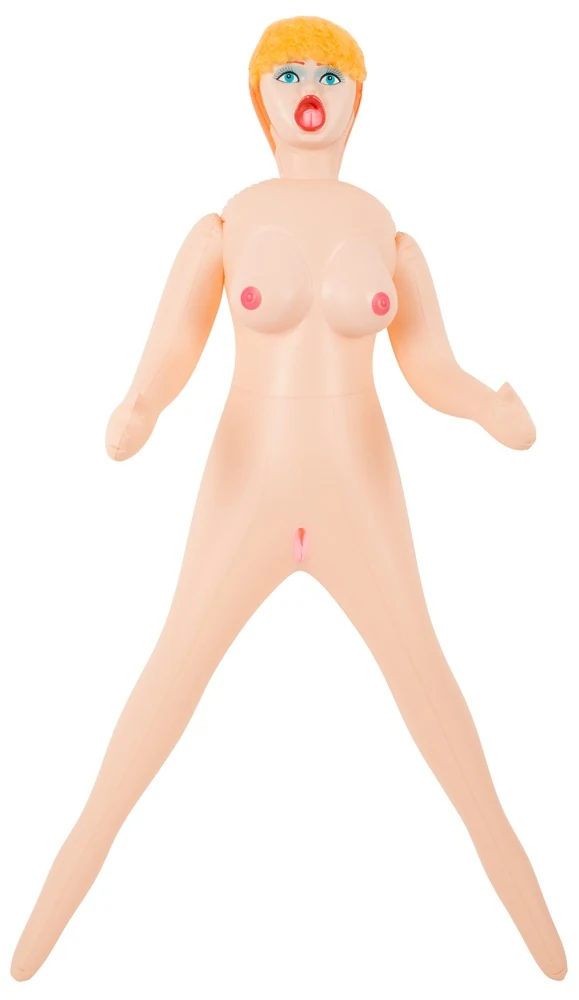Blonde opblaasbare liefdespop van PVC 149 cm