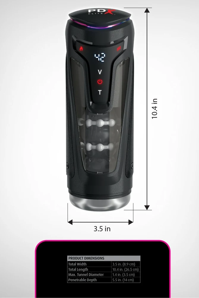 PDX Elite Moto-Bator Pro masturbator met vibratie en warmte