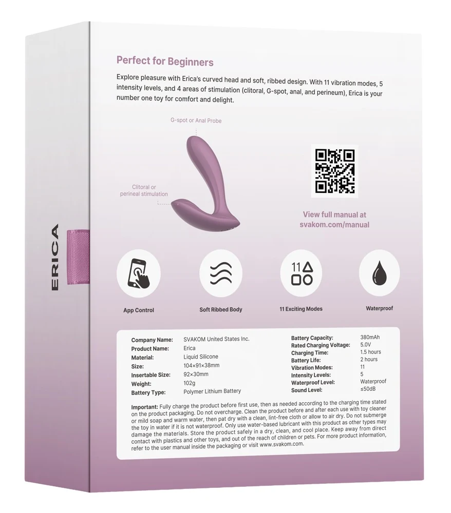 SVAKOM Erica app-gestuurde inlegkruisjesvibrator