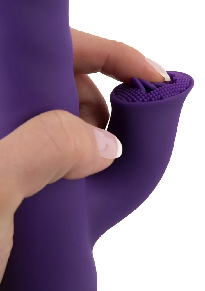 Rabbit vibrator met rotatie en stuwende functie