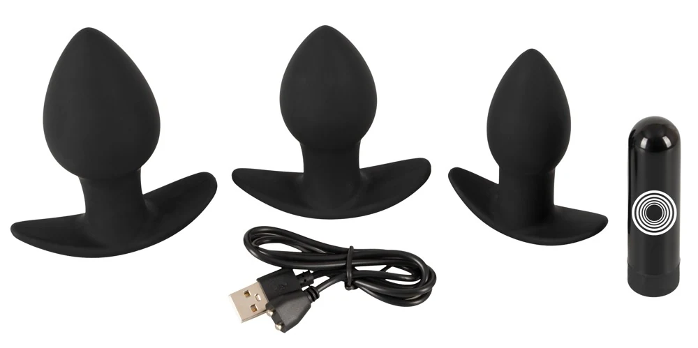 Black Velvets buttplug set met vibrobullet