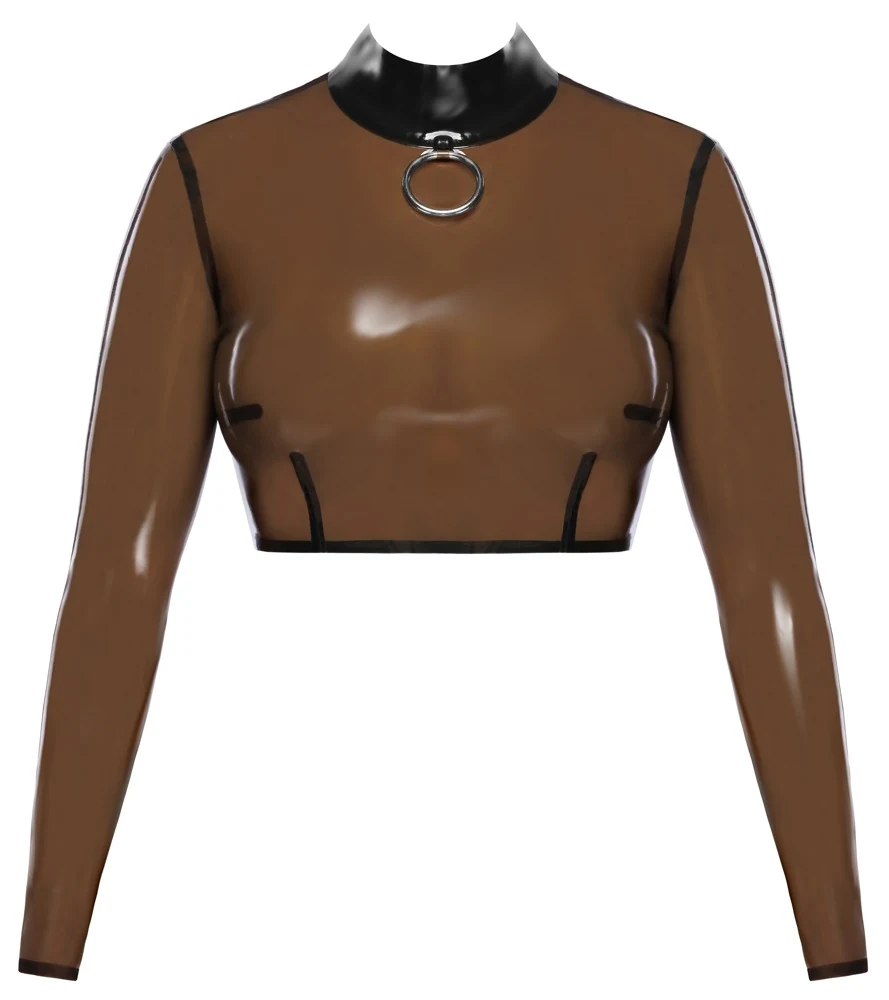 Transparant latex crop shirt met ring
