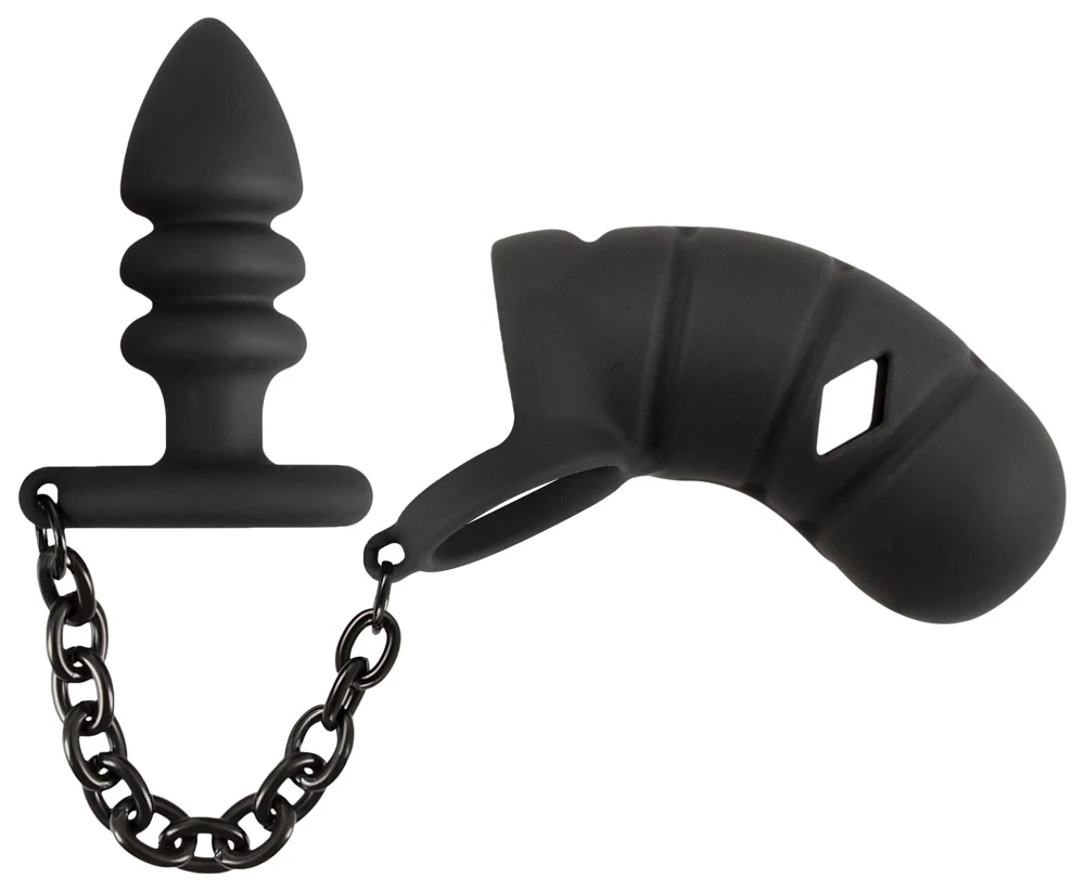 Peniskooi met buttplug en ketting