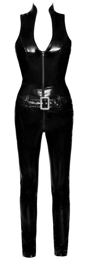 Black Level lak jumpsuit met powernet rug