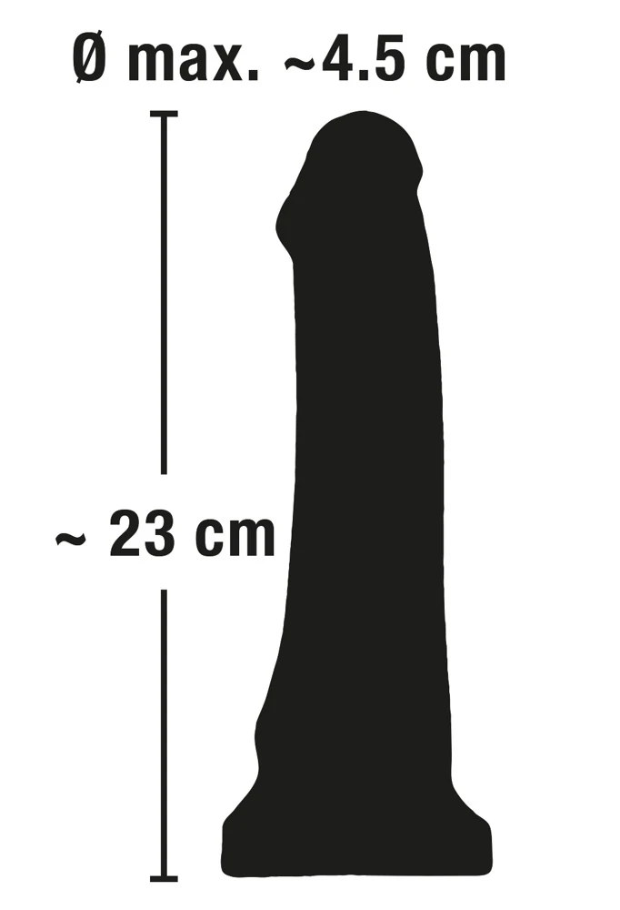Buigzame natuurdildo met zuigvoet 23 cm