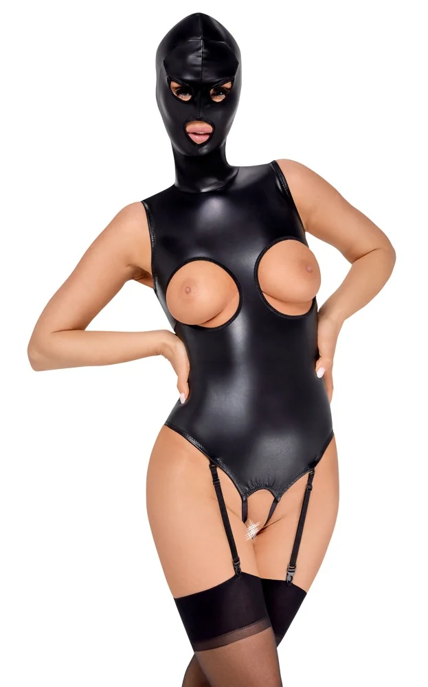 Bad Kitty ouvert jarretel body met masker