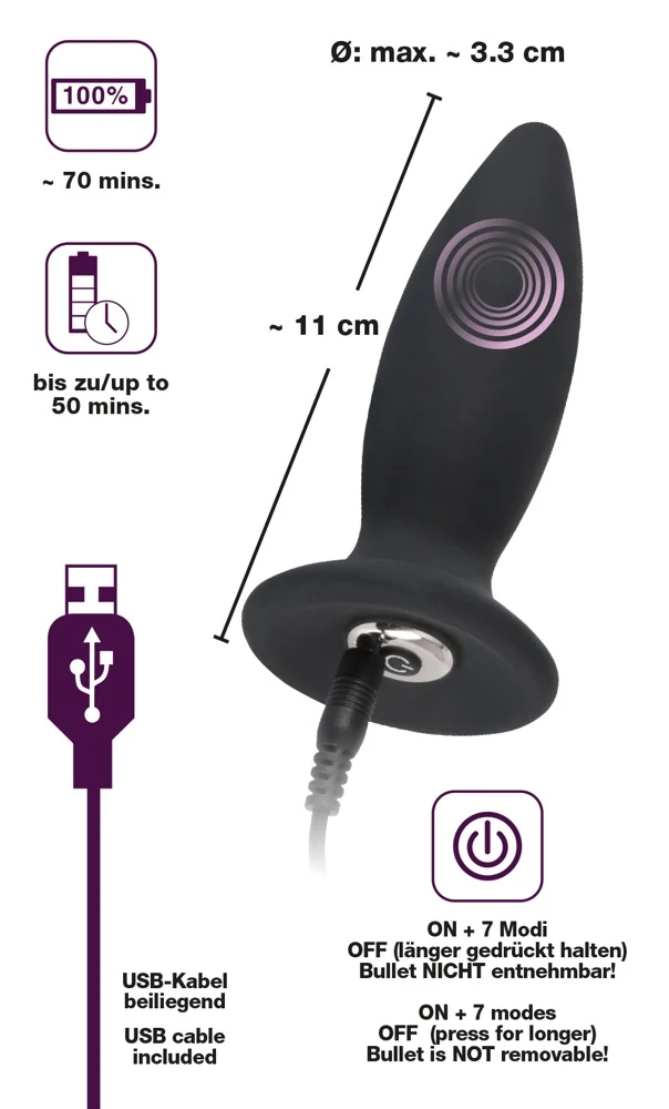 Anaalplug met 7 vibratiestanden