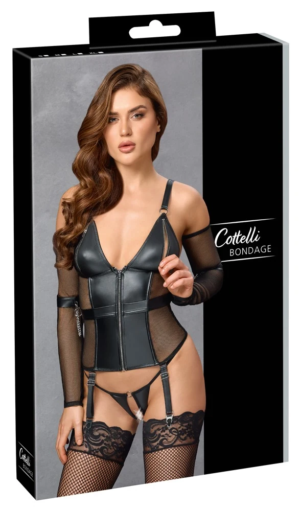 Cottelli BONDAGE lingerieset met jarretelhemd