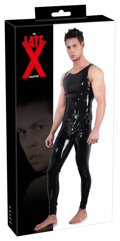 Latex jumpsuit met kruisrits