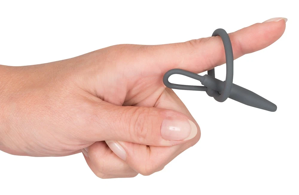 Massieve siliconen penisplug met beweegbare ring