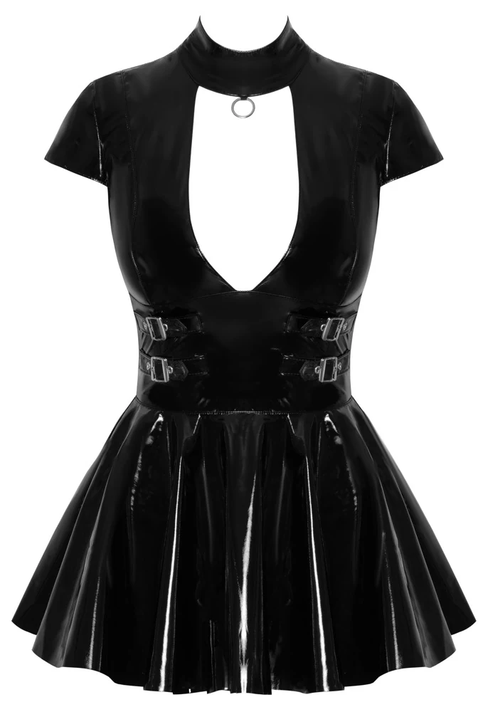 Black Level lak mini-jurk met kraag en ring