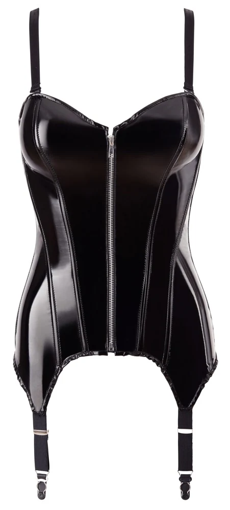 Black Level jarretel chemise in zwarte lak