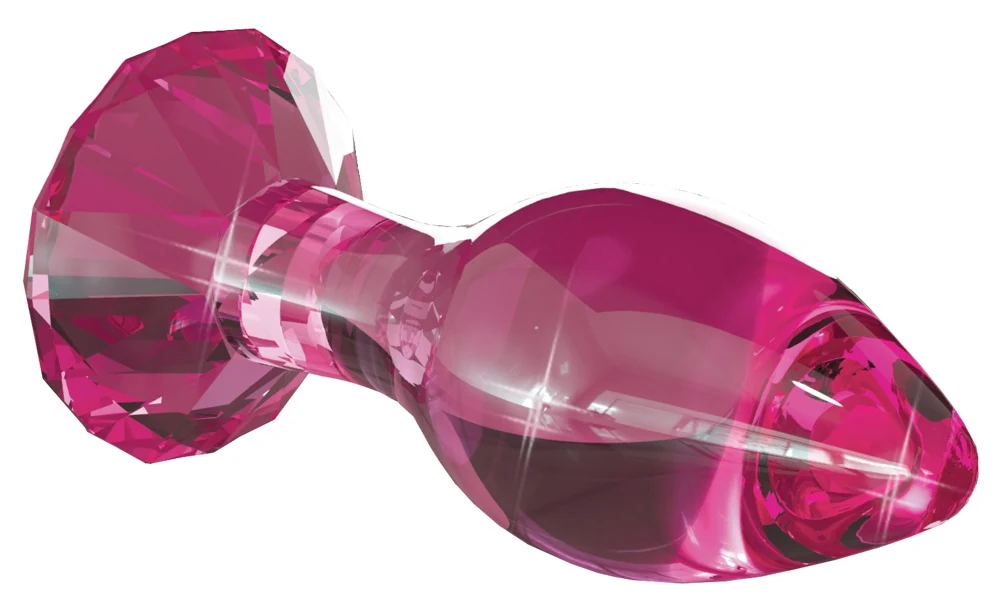 Icicles glazen anaalplug roze met diamantgeslepen voet