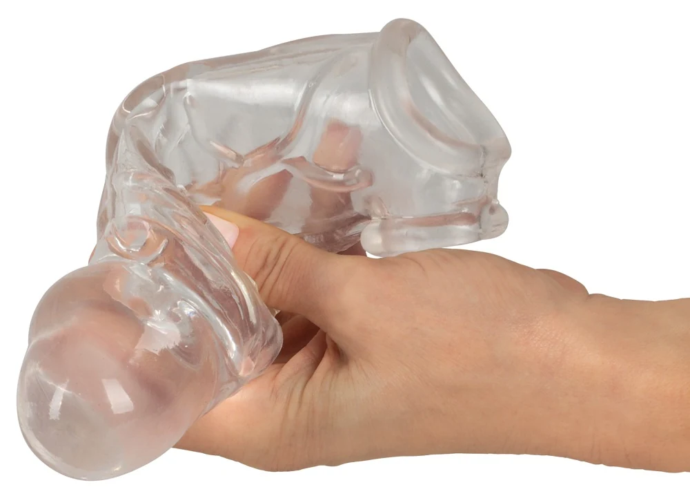 Transparante penissleeve met balring en verlenging