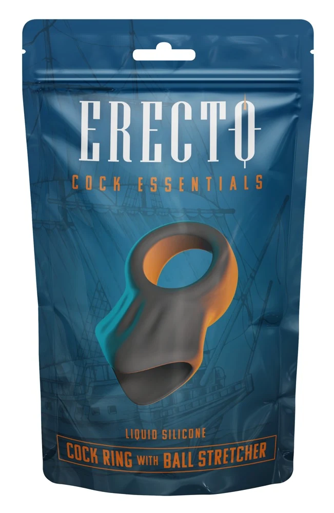 Erecto cock ring met ball stretcher