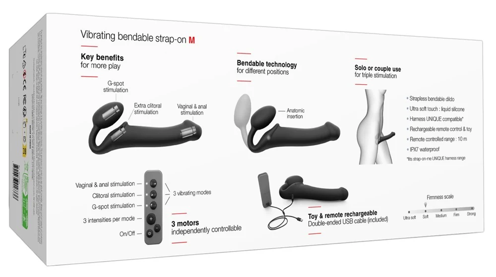 Vibrating Bendable Strap-On met 3 motoren