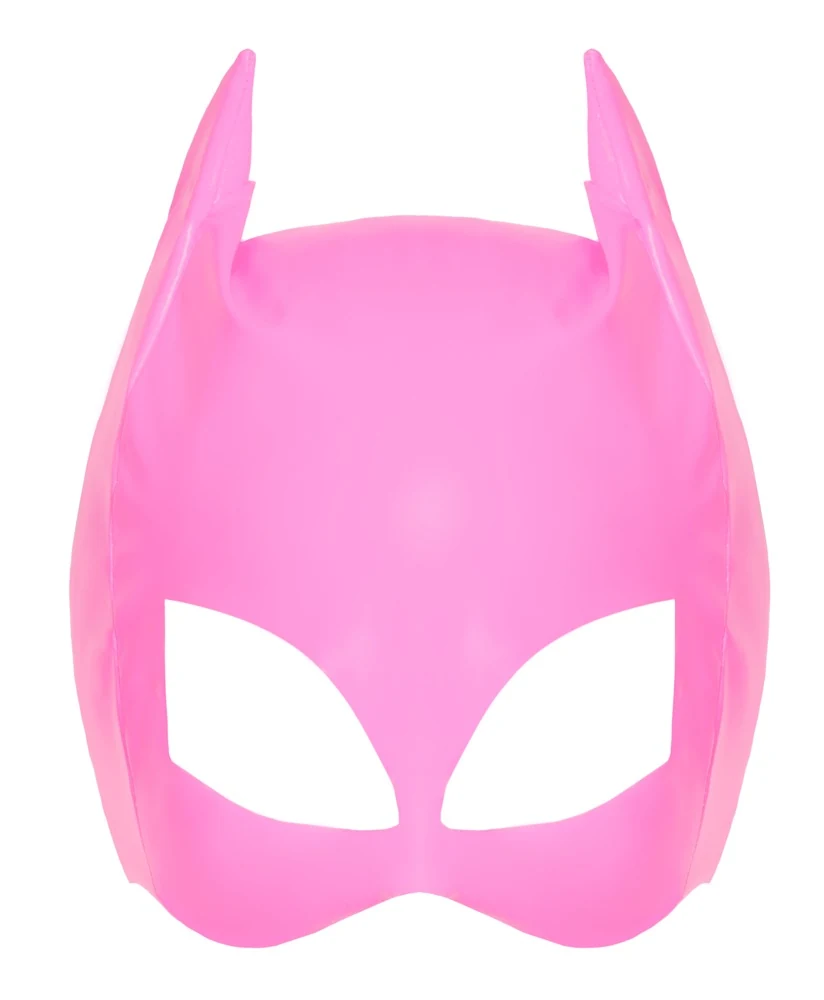 Glanzend roze kattenmasker van vinyl