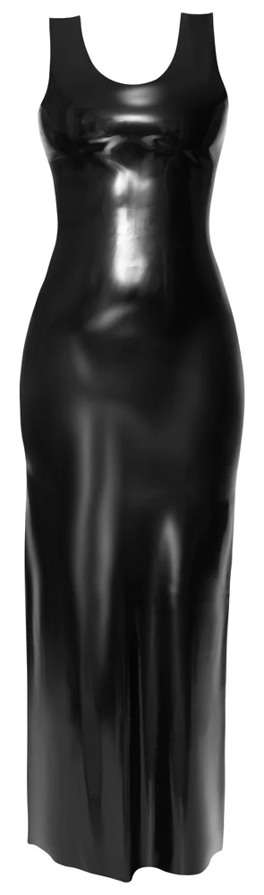 Latex avondjurk in maxilengte zwart