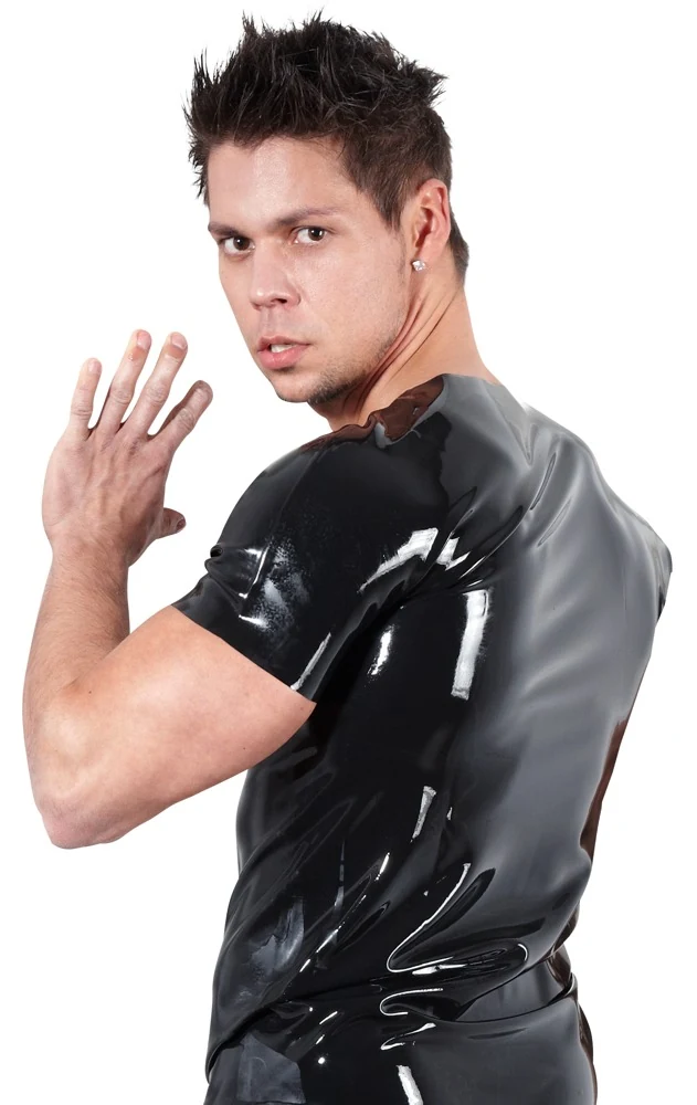 Zwart uniseks latex shirt