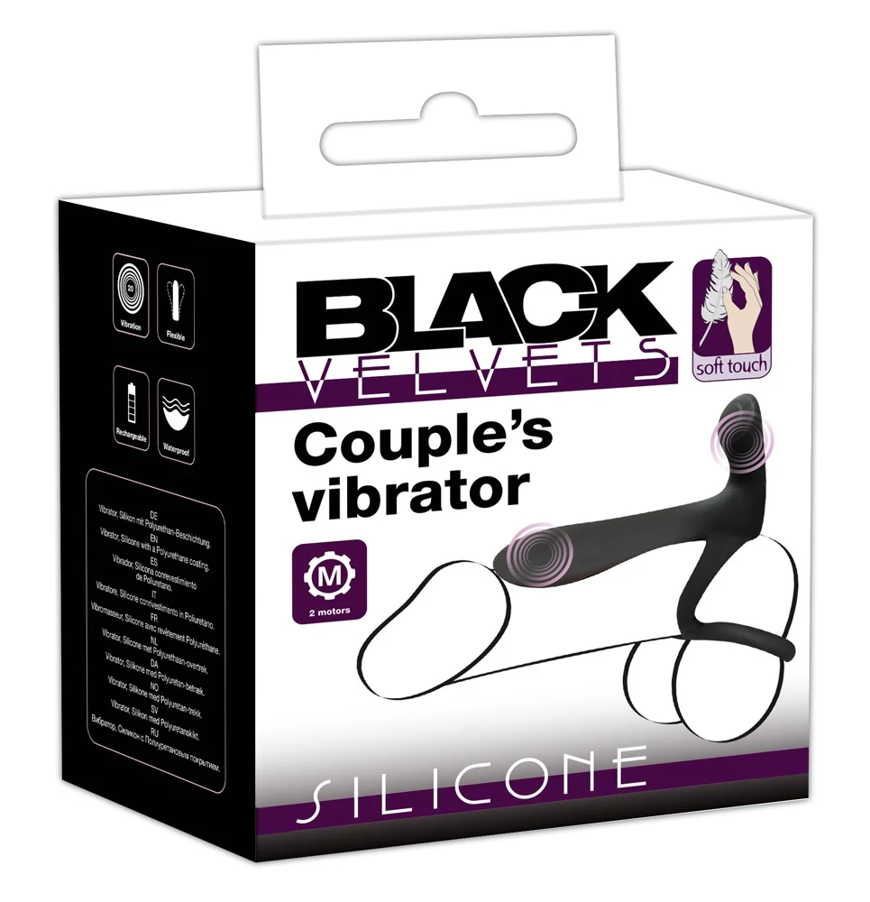 Black Velvets couples vibrator met penis- en testikelring