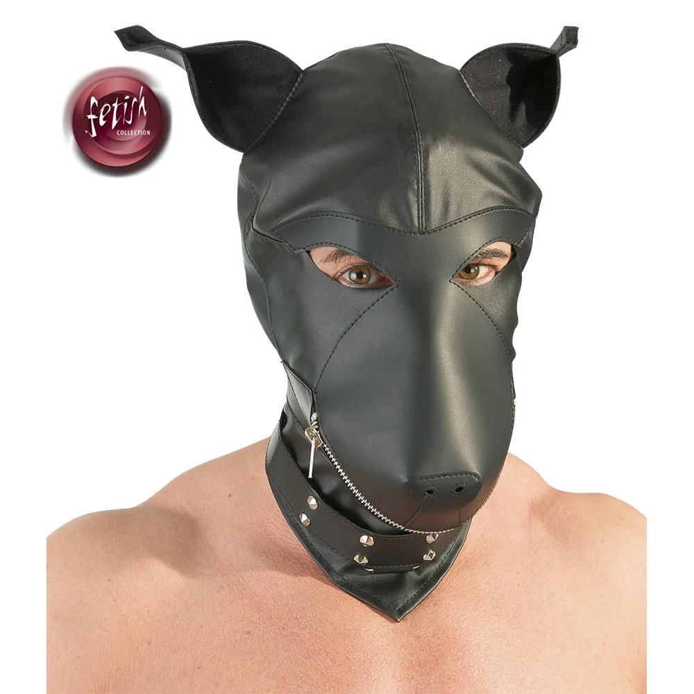 Hondenkopmasker met rits en halsband