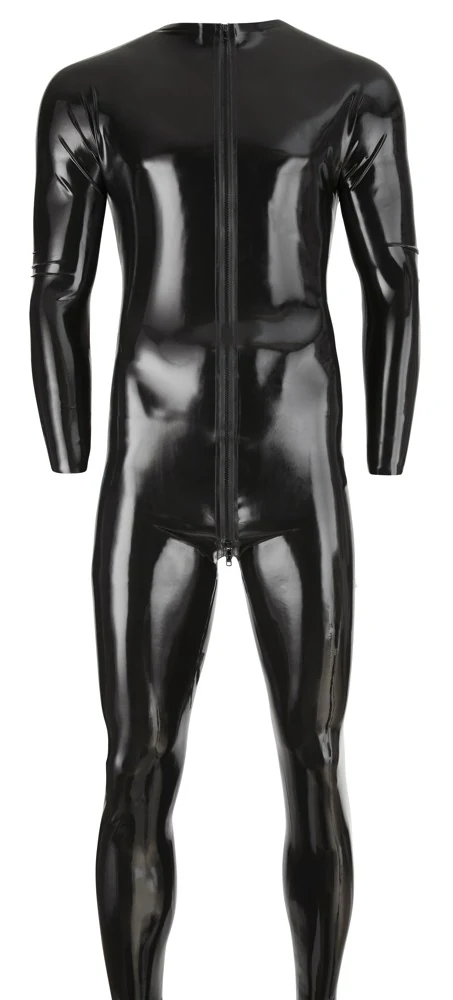Latex jumpsuit met voeten en 3-weg ritssluiting