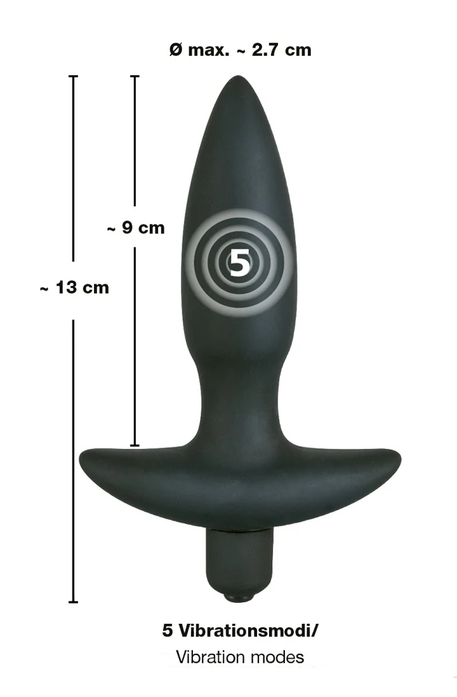 Stille siliconen anaalplug met 5 vibratiestanden