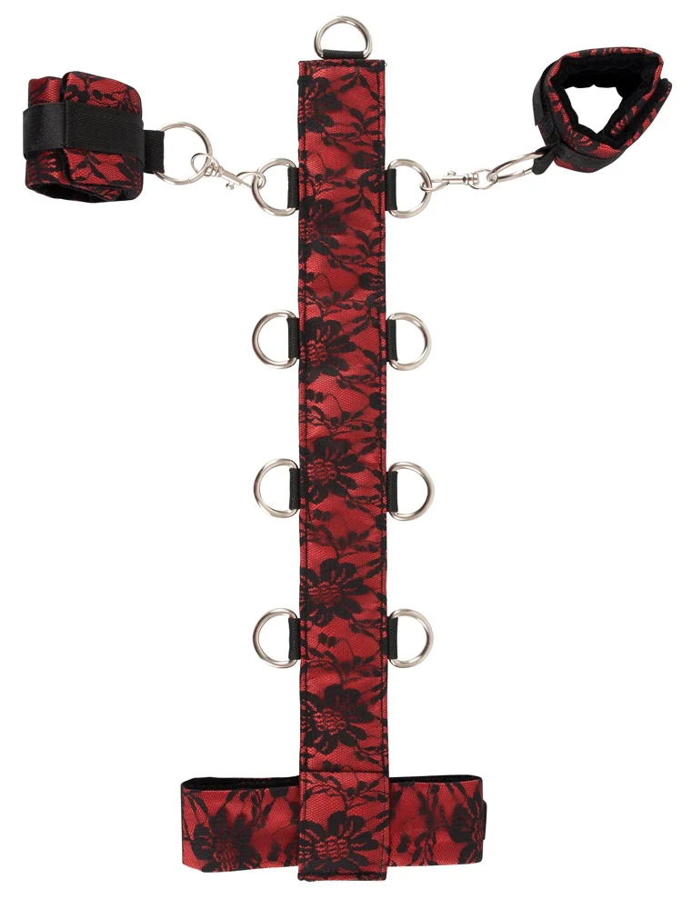 Sensuele halsband met boei in rood satijn en kant