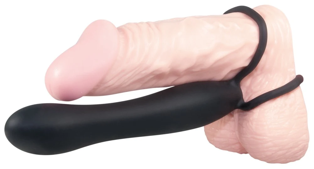 Zwarte anale dildo met dubbele lussen