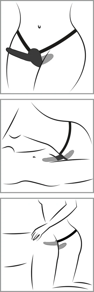 Double Strap-On String met Dubbele Dildo Zwart