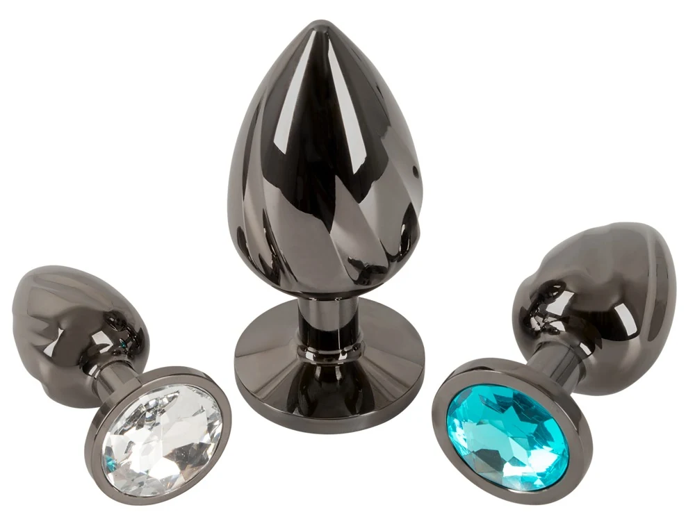 ANOS metalen butt plug set met diamanten