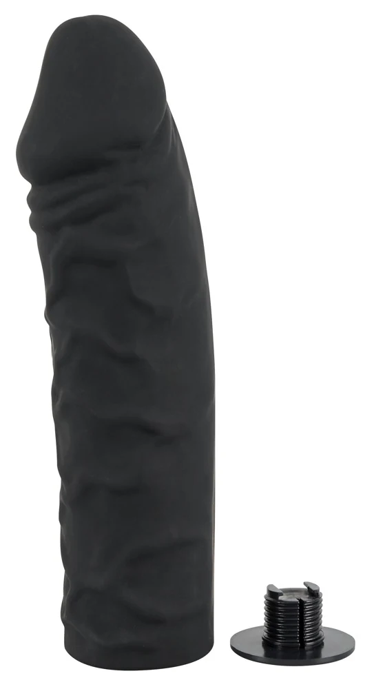 Zwarte siliconen strap-on met verstelbare riemen