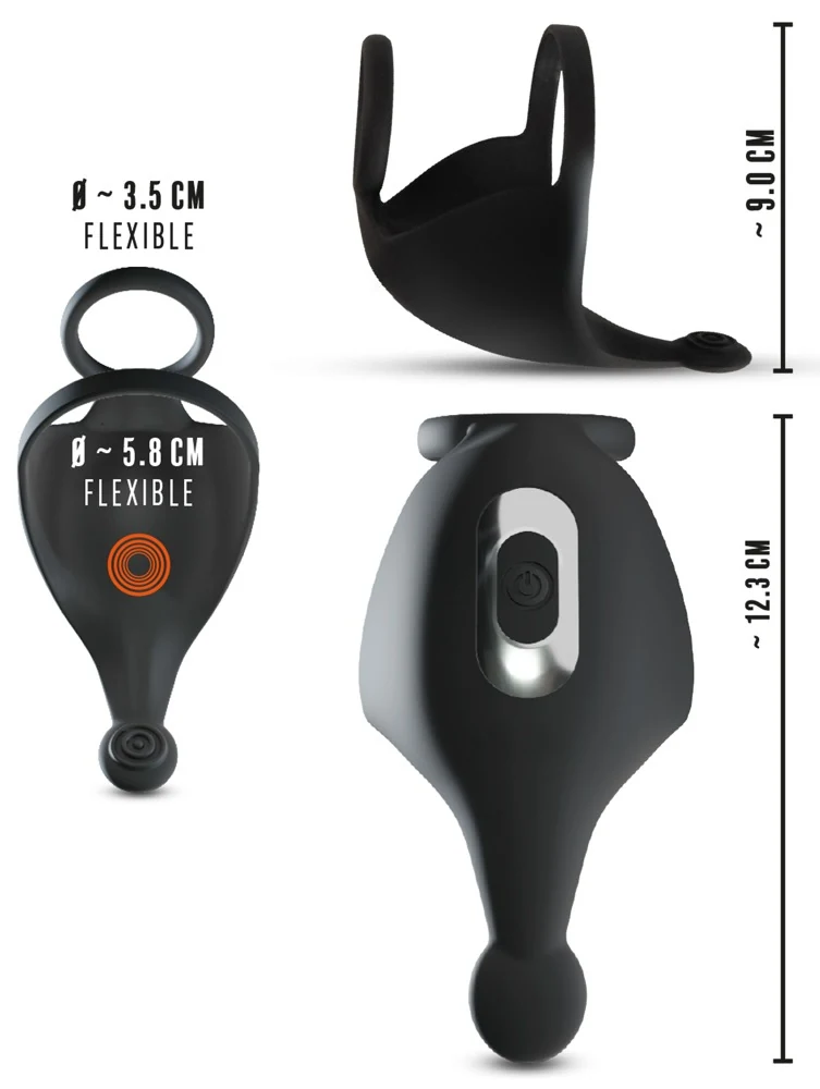 Rebel cockring met afstandsbediening en testikelvibrator