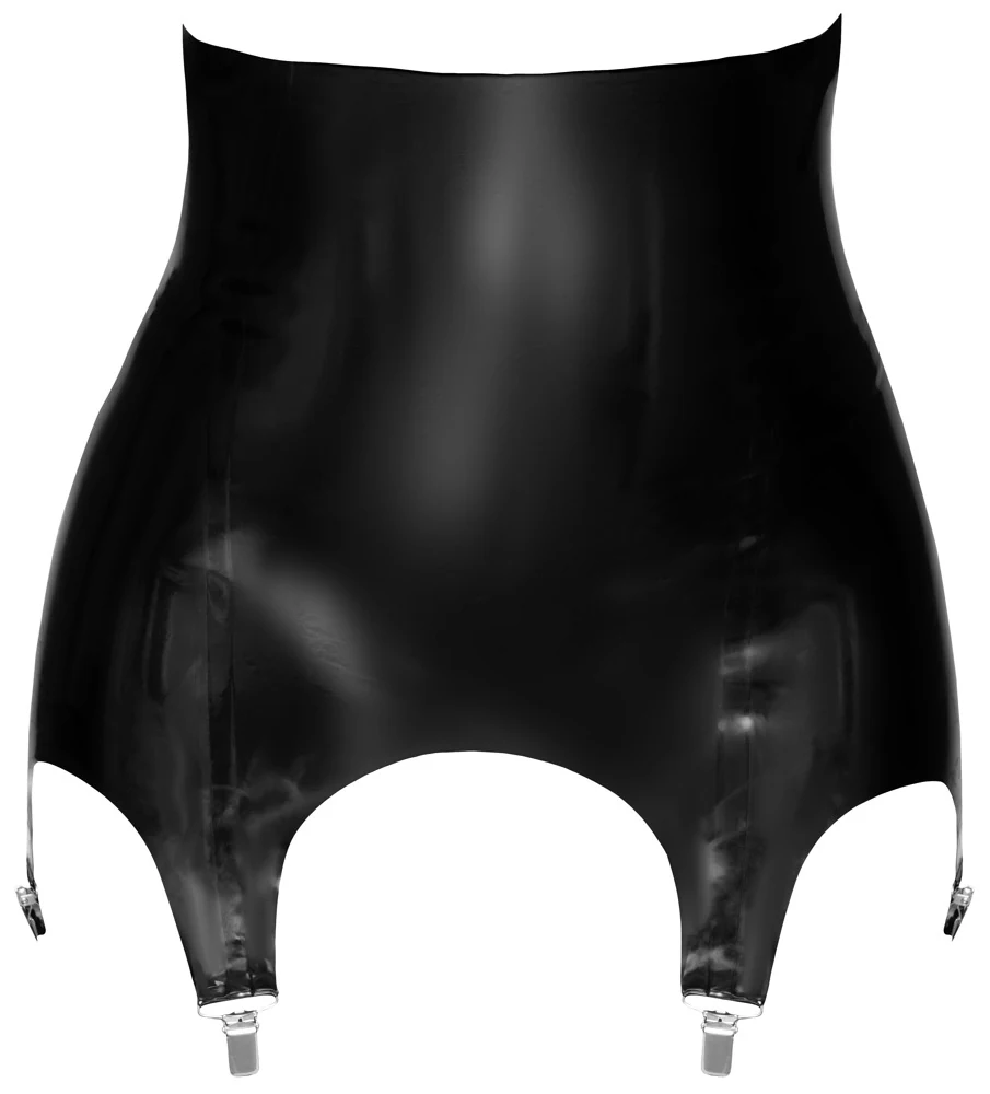 Zwarte latex jarretelgordel