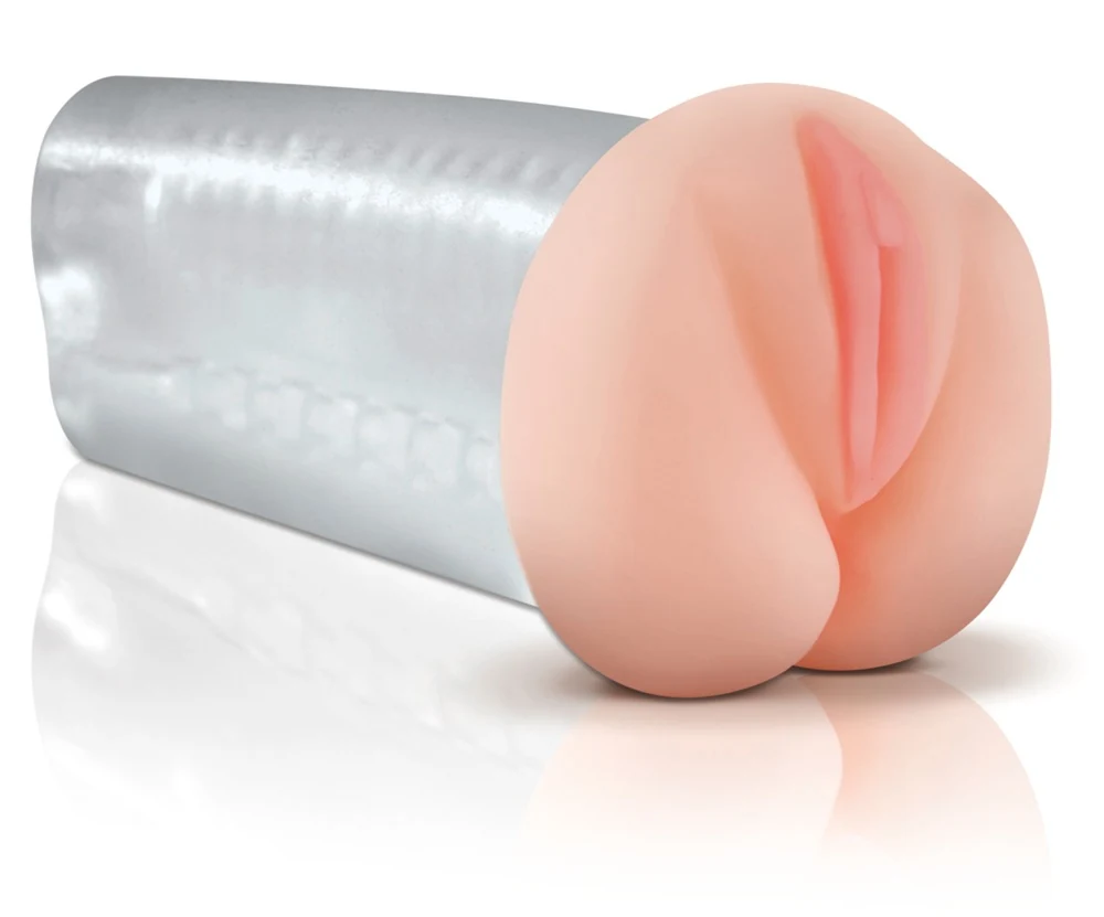Transparante masturbator met dubbele opening