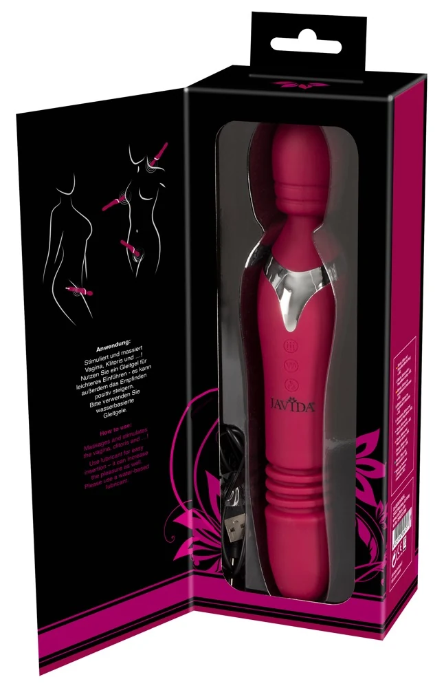 Verwarmende massagestaaf met vibratie en rotatie