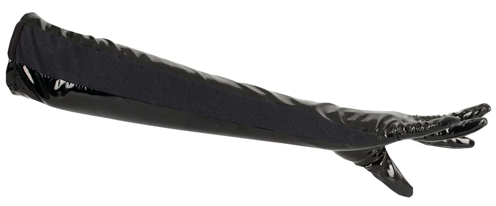 Lange zwarte lak handschoenen