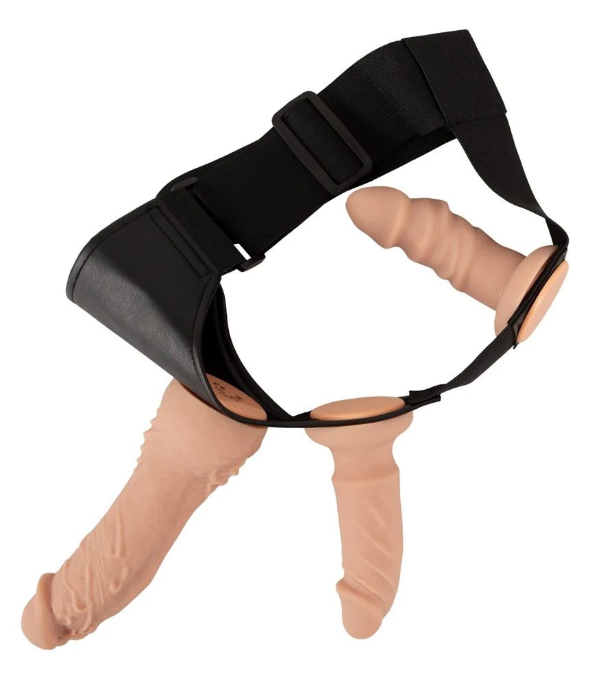 Verstelbare strap-on set met vibrator en 2 dildo’s