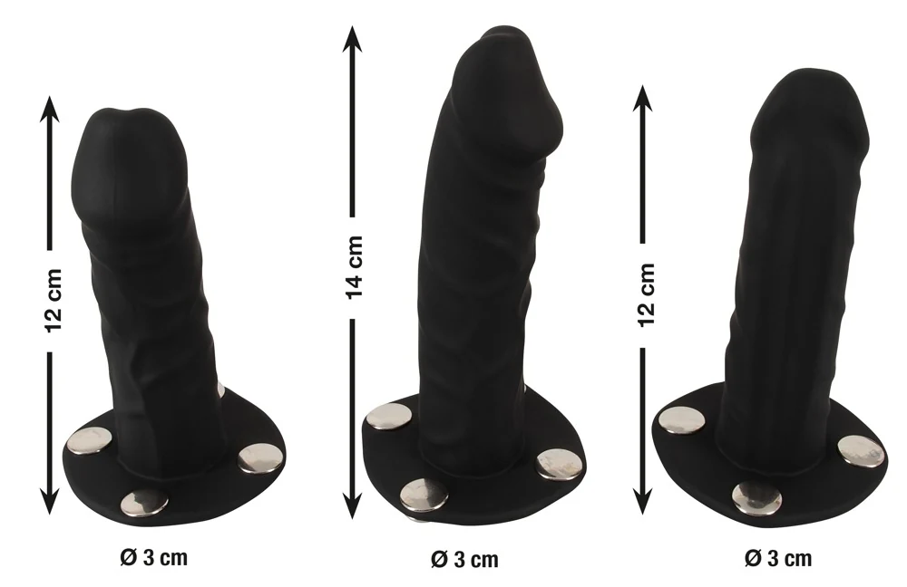 Bad Kitty strap-on string met 3 siliconen dildo's