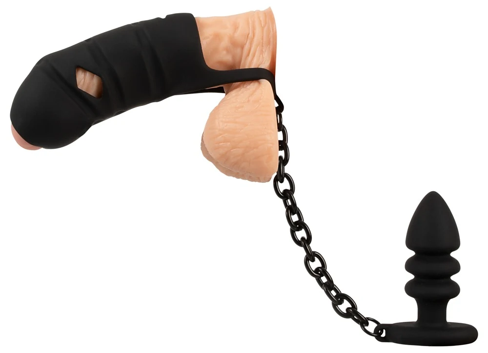 Peniskooi met buttplug en ketting