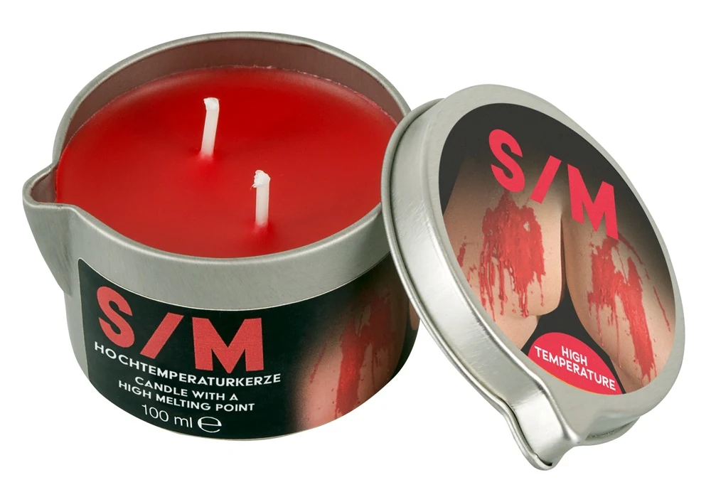 Rode SM kaars in gietpot