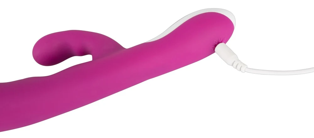 Paarse vibrator met warmtefunctie en clitorisstimulator