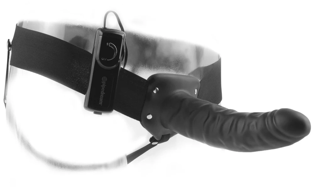 Holle dildo met vibratie en verstelbare riem