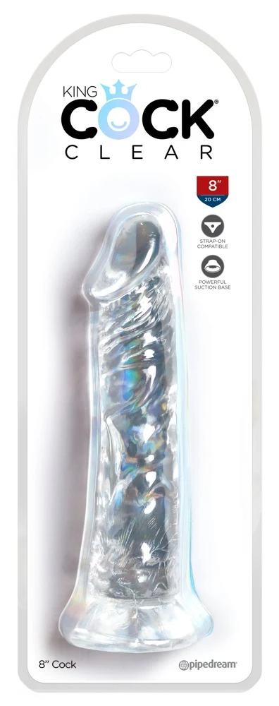 King Cock Clear 8 inch transparante dildo met zuignap